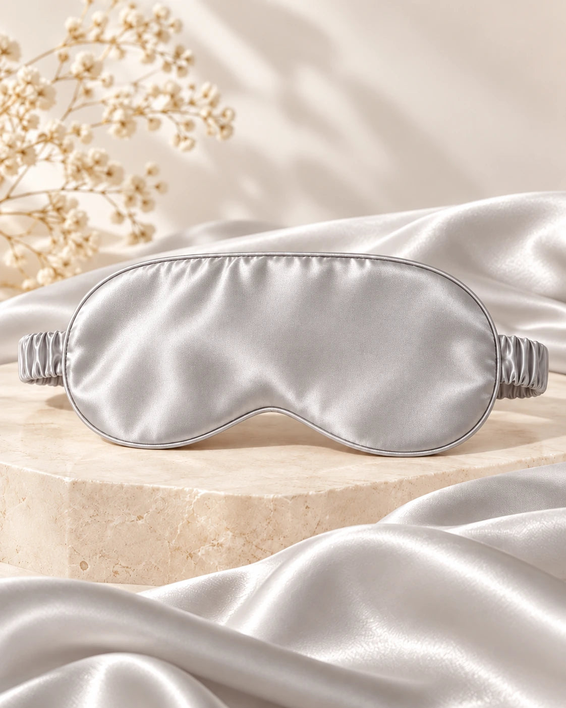 Smoozely Cloud Silk sleep mask in moonstone silver
