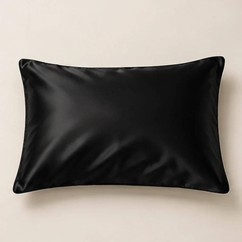 Smoozely silk pillowcase studio view in midnight black