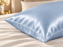 Smoozely silk pillowcase angled view in morning sky