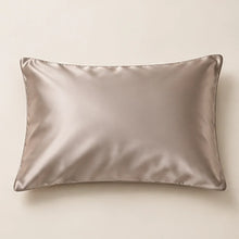 Smoozely silk pillowcase studio view in stone taupe