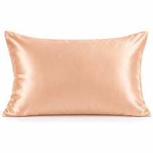 Smoozely silk pillowcase studio view in apricot glow