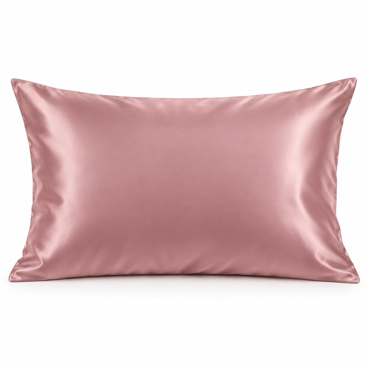 Smoozely silk pillowcase studio view in dusty rose