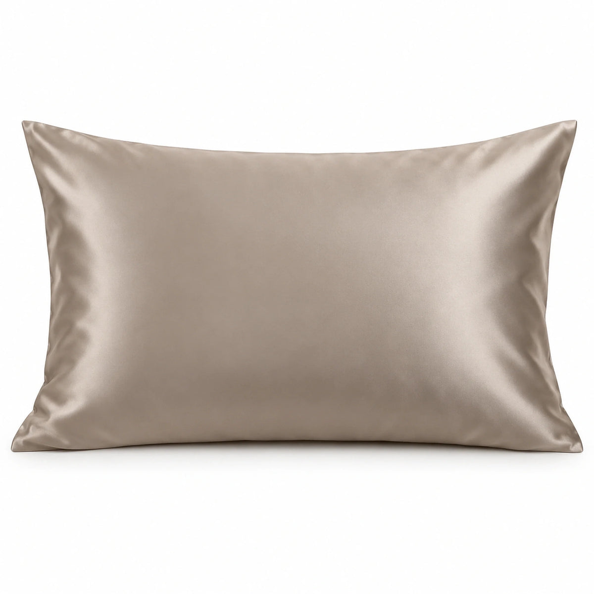 Smoozely silk pillowcase studio view in stone taupe